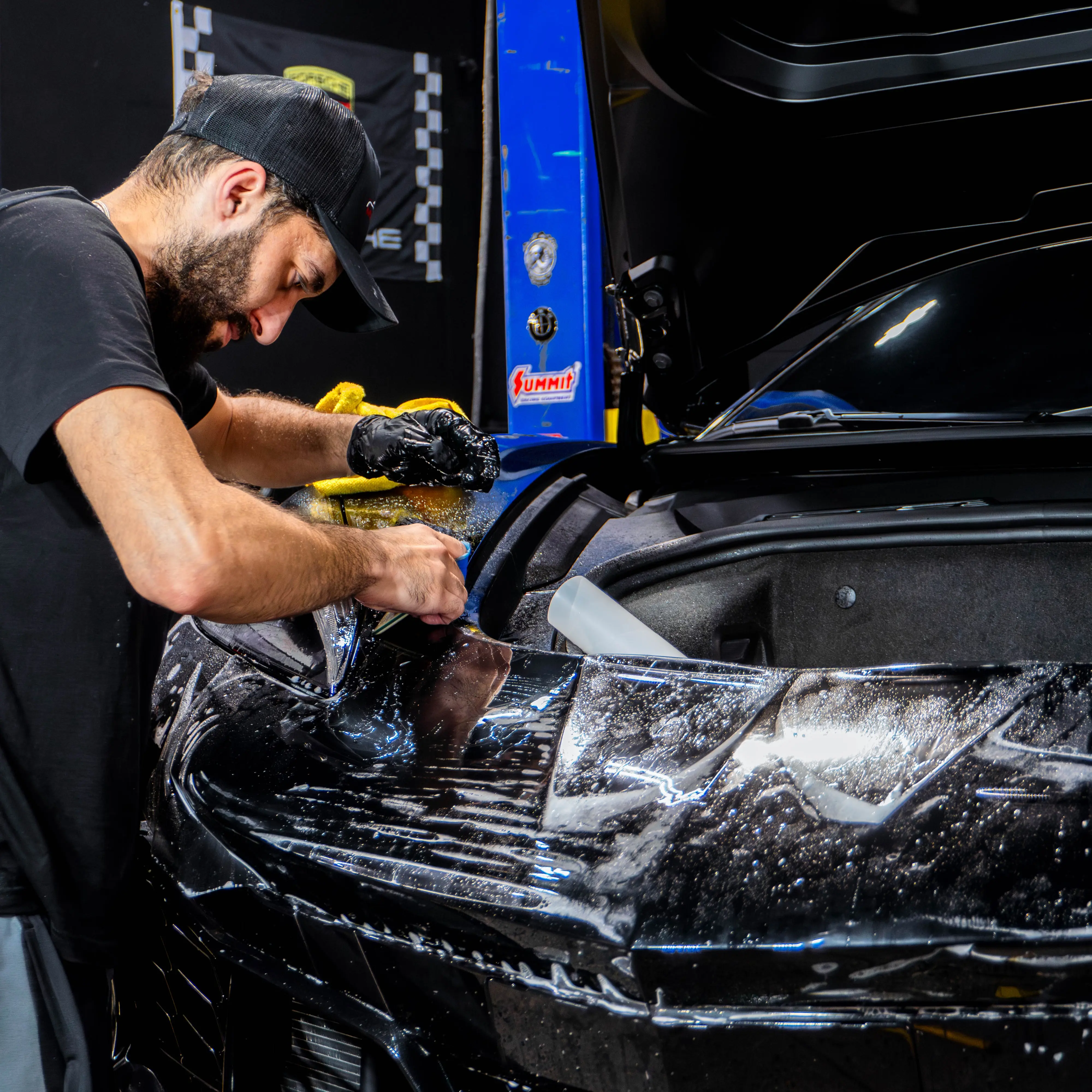 Corvette paint protection film installation at Med Tint Shop